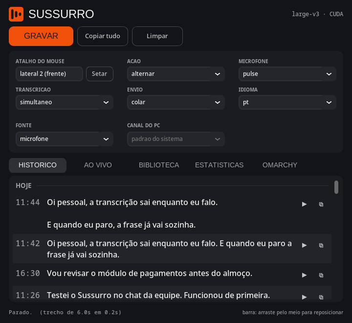 Aba Histórico do Sussurro